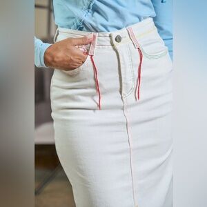 GatoRecato Tina stitched denim skirt in white - small